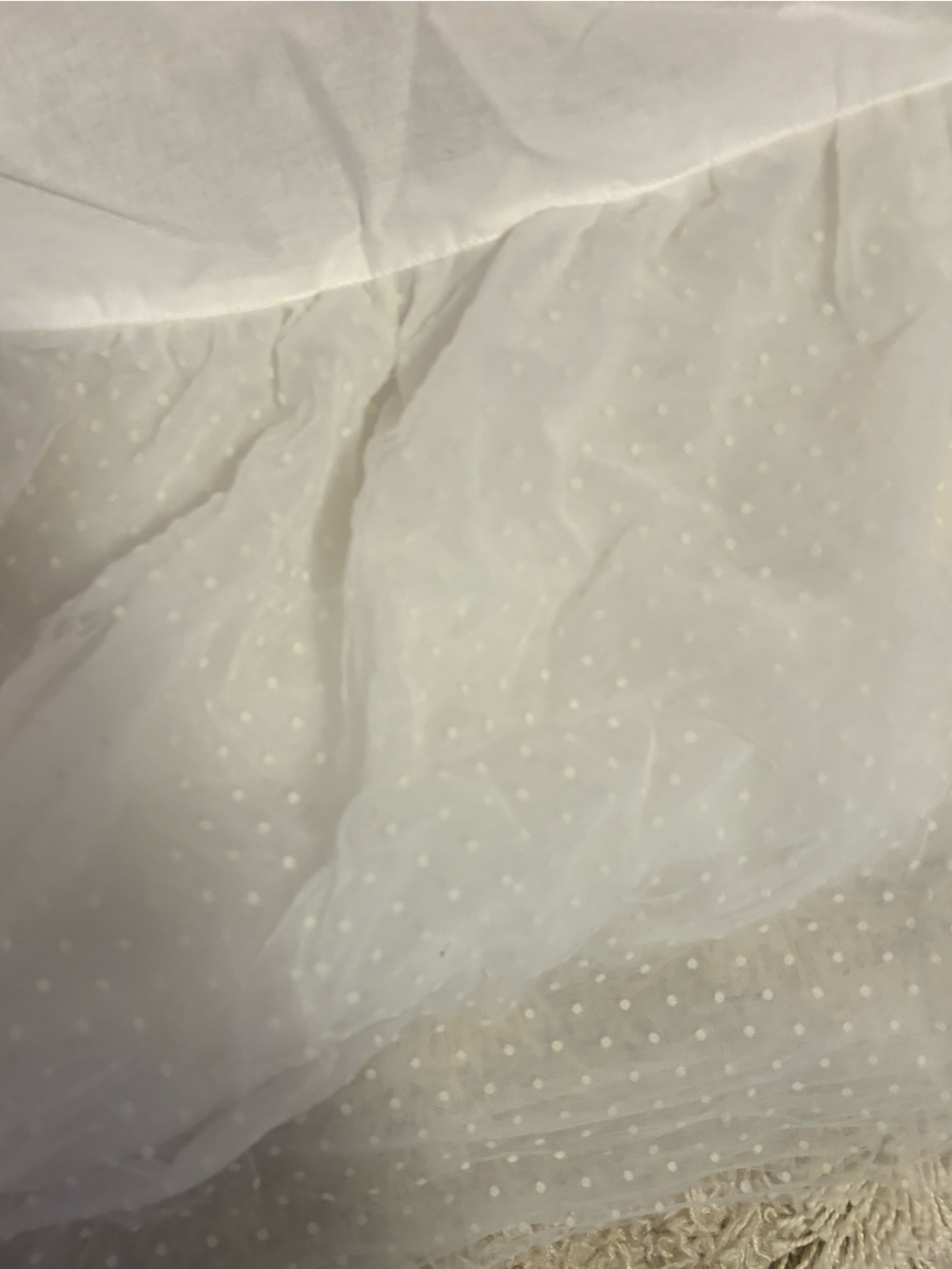 Pottery Barn Kids Lightweight White Ruffled Dotted Sheer Bed  Skirt